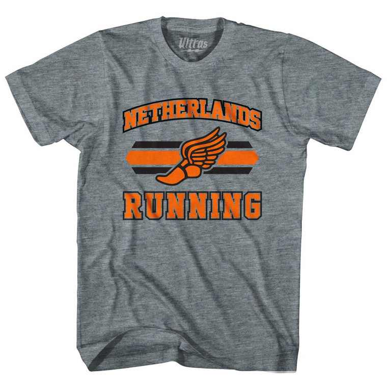 Netherlands 90's Running Team Cotton Adult T-shirt - Athletic Grey