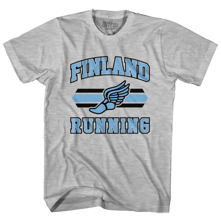 Finland 90's Running Team Cotton Youth T-Shirt - Grey Heather