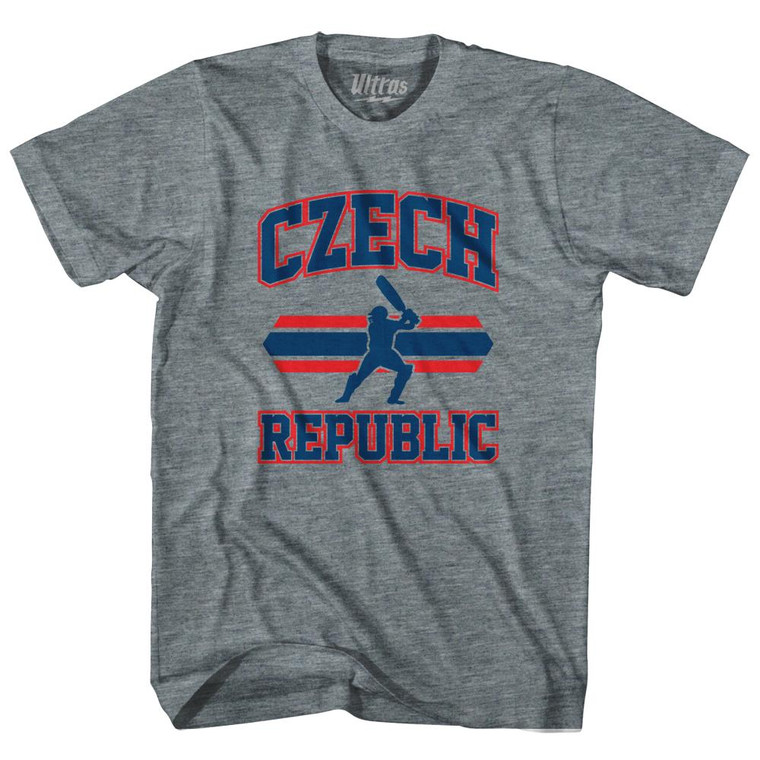 Czech Republic 90's Cricket Team Tri-Blend Youth T-shirt - Athletic Grey