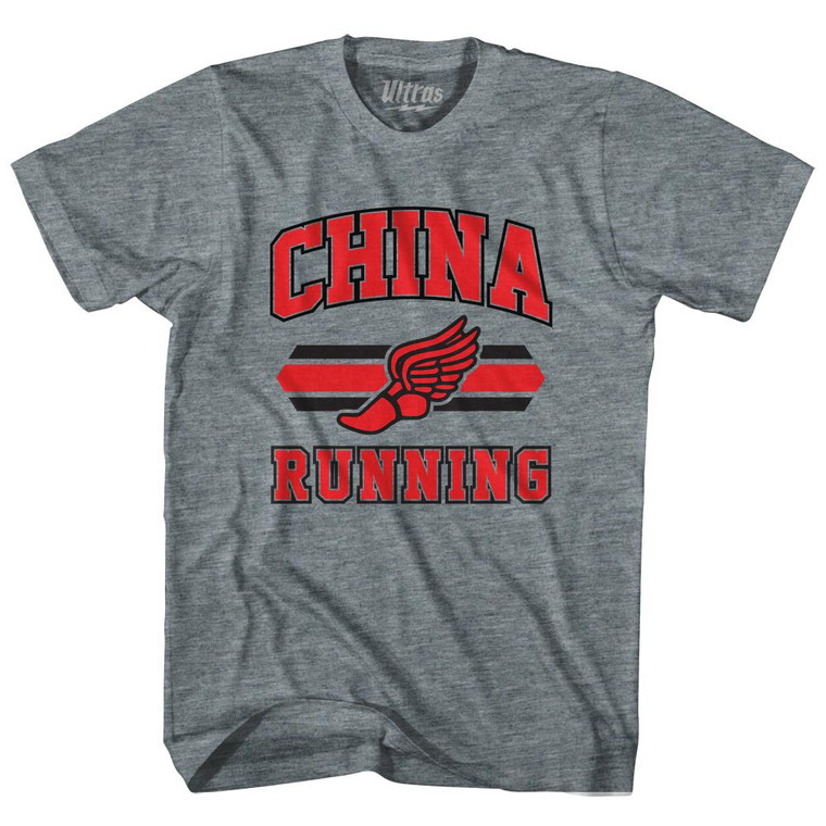 China 90's Running Team Cotton Adult T-shirt - Athletic Grey