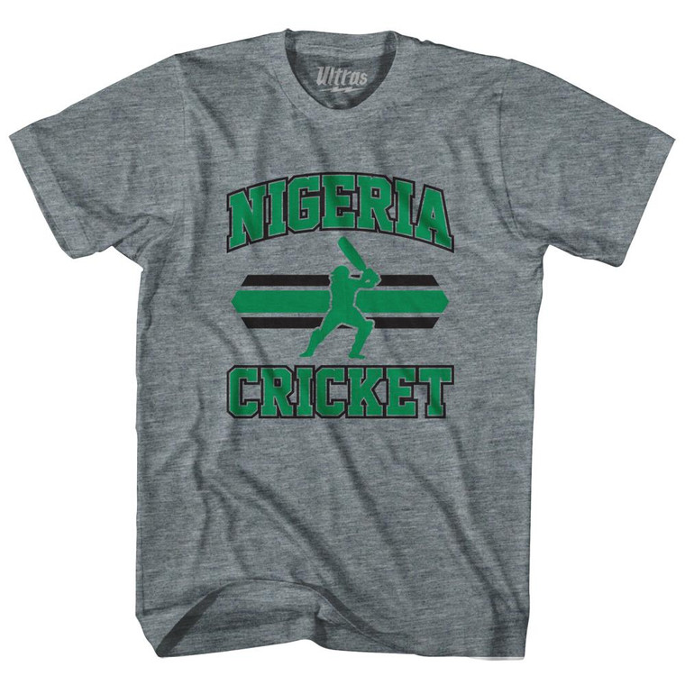 Nigeria 90's Cricket Team Tri-Blend Adult T-shirt - Athletic Grey