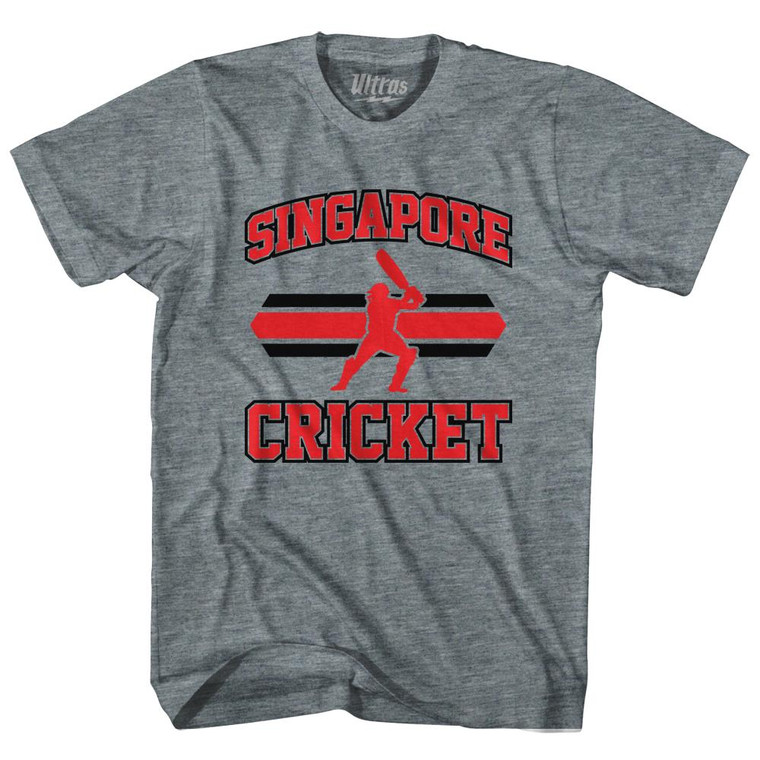 Singapore 90's Cricket Team Tri-Blend Adult T-shirt - Athletic Grey