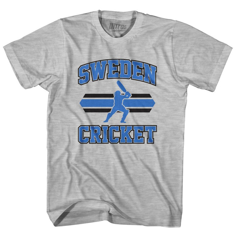 Sweden 90's Cricket Team Cotton Adult T-Shirt - Grey Heather