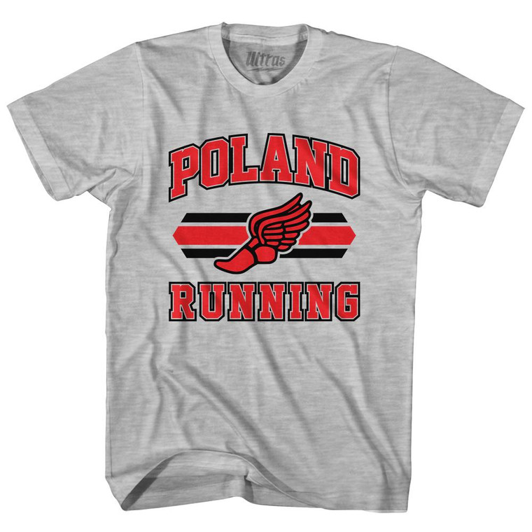 Poland 90's Running Team Cotton Adult T-Shirt - Grey Heather