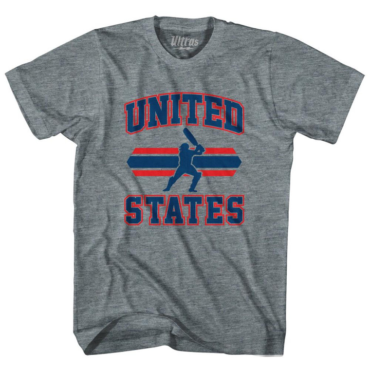 United States 90's Cricket Team Tri-Blend Adult T-shirt - Athletic Grey