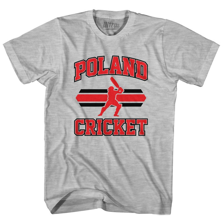 Poland 90's Cricket Team Cotton Youth T-Shirt - Grey Heather
