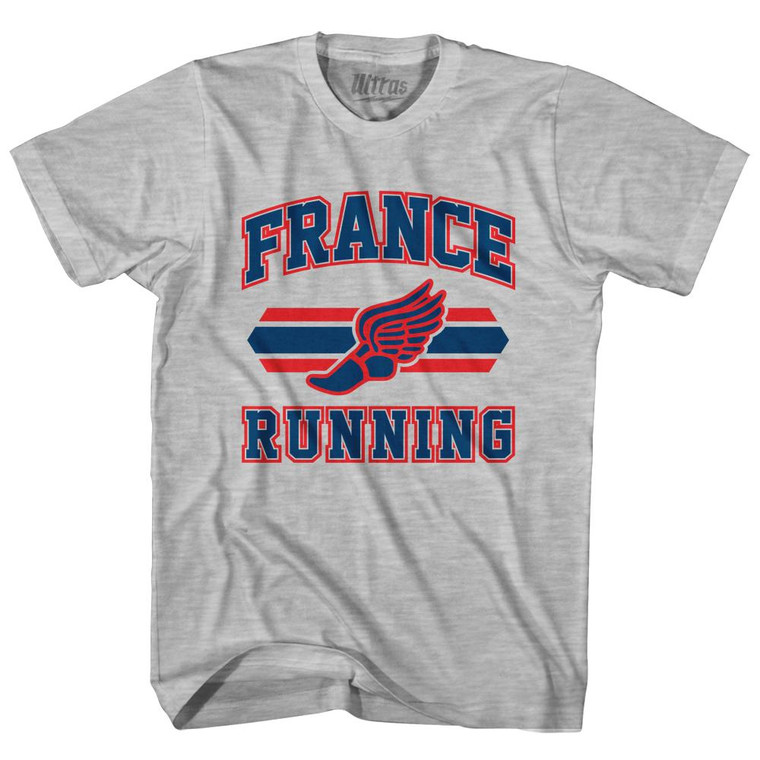 France 90's Running Team Cotton Adult T-Shirt - Grey Heather