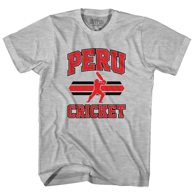 Peru 90's Cricket Team Cotton Youth T-Shirt - Grey Heather