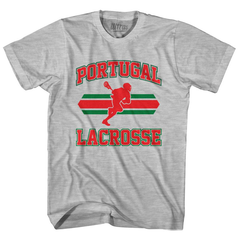 Portugal 90's Lacrosse Team Cotton Adult T-Shirt - Grey Heather