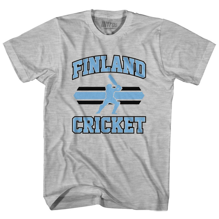 Finland 90's Cricket Team Cotton Adult T-Shirt - Grey Heather