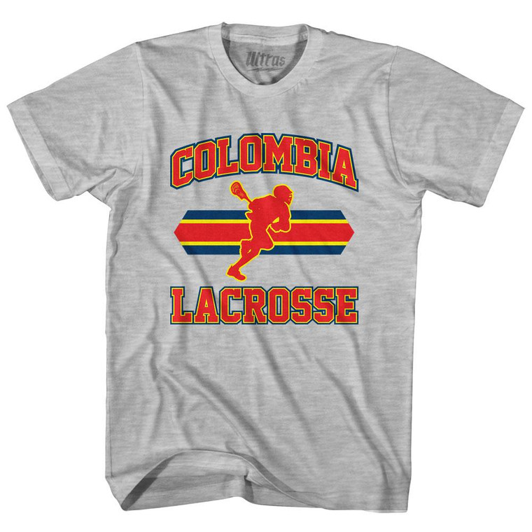Colombia 90's Lacrosse Team Cotton Adult T-Shirt - Grey Heather