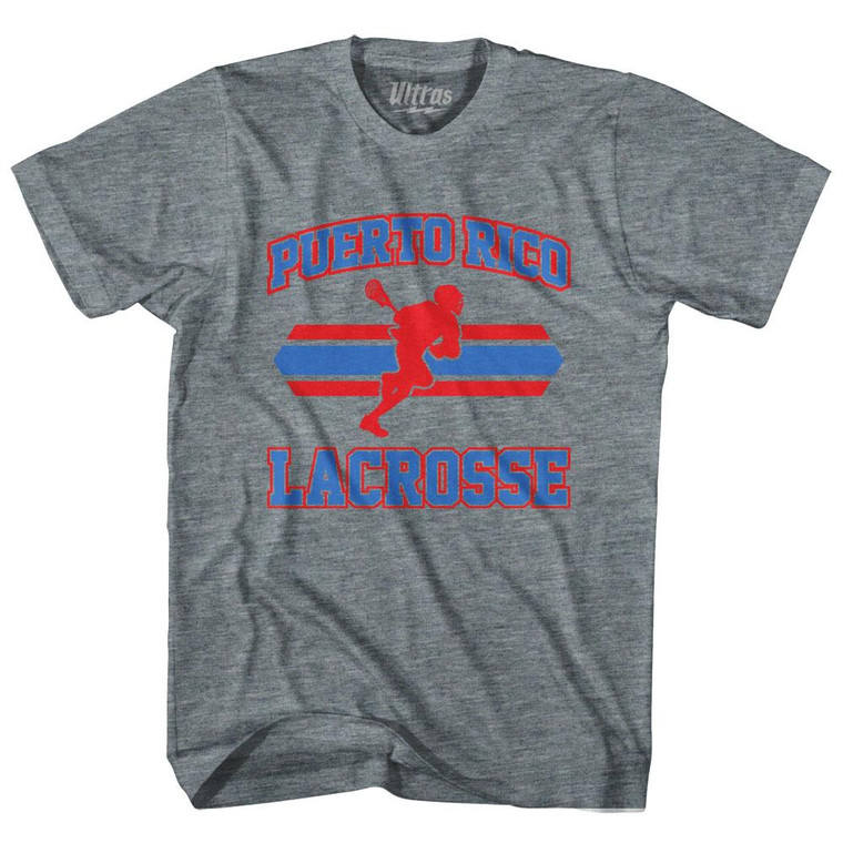 Puerto Rico 90's Lacrosse Team Tri-Blend Adult T-shirt - Athletic Grey