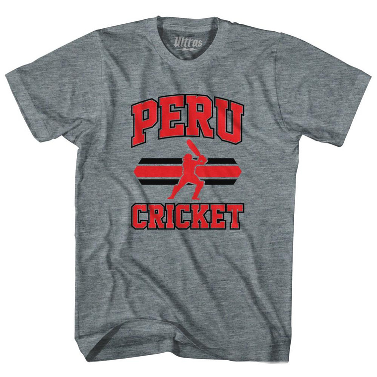 Peru 90's Cricket Team Tri-Blend Adult T-shirt - Athletic Grey