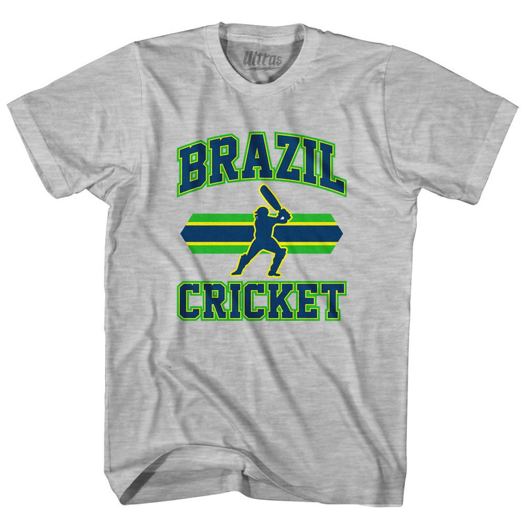 Brazil 90's Cricket Team Cotton Adult T-Shirt - Grey Heather Brazil 90's Cricket Team Cotton Adult T-Shirt - Grey Heather
