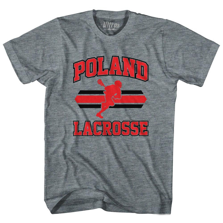 Poland 90's Lacrosse Team Tri-Blend Adult T-shirt - Athletic Grey