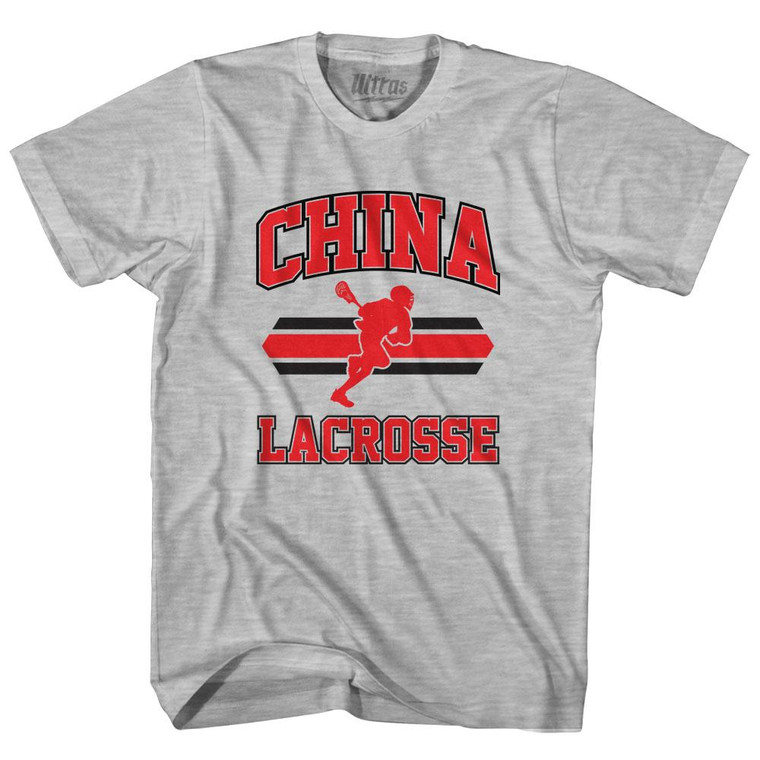 China 90's Lacrosse Team Cotton Adult T-Shirt - Grey Heather