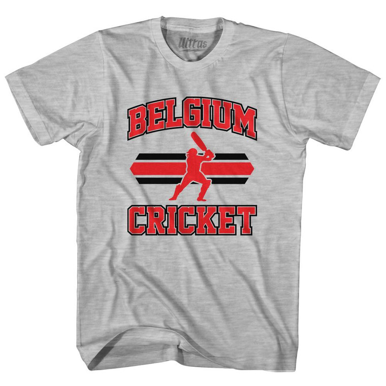 Belgium 90's Cricket Team Cotton Adult T-Shirt - Grey Heather