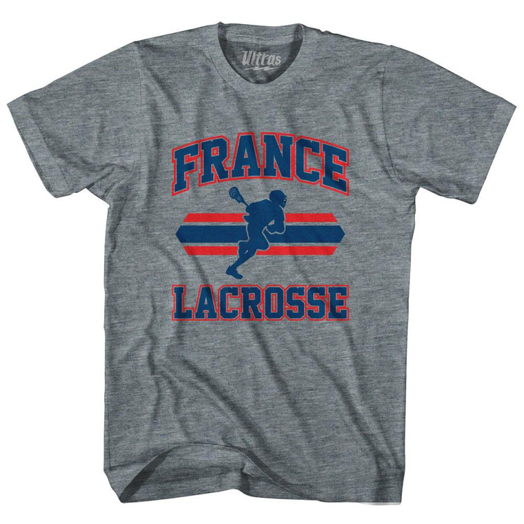 France 90's Lacrosse Team Tri-Blend Adult T-shirt - Athletic Grey