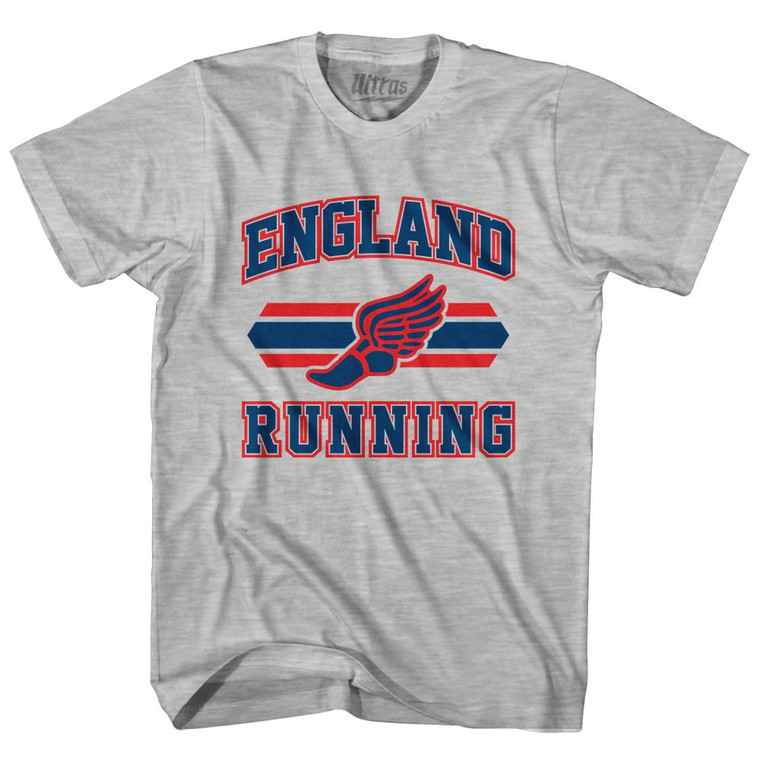 England 90's Running Team Cotton Adult T-Shirt - Grey Heather