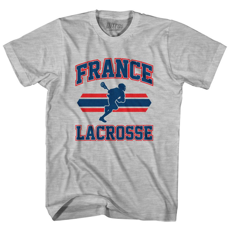 France 90's Lacrosse Team Cotton Adult T-Shirt - Grey Heather