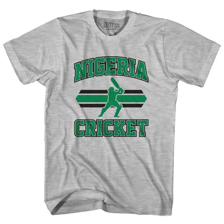 Nigeria 90's Cricket Team Cotton Adult T-Shirt - Grey Heather