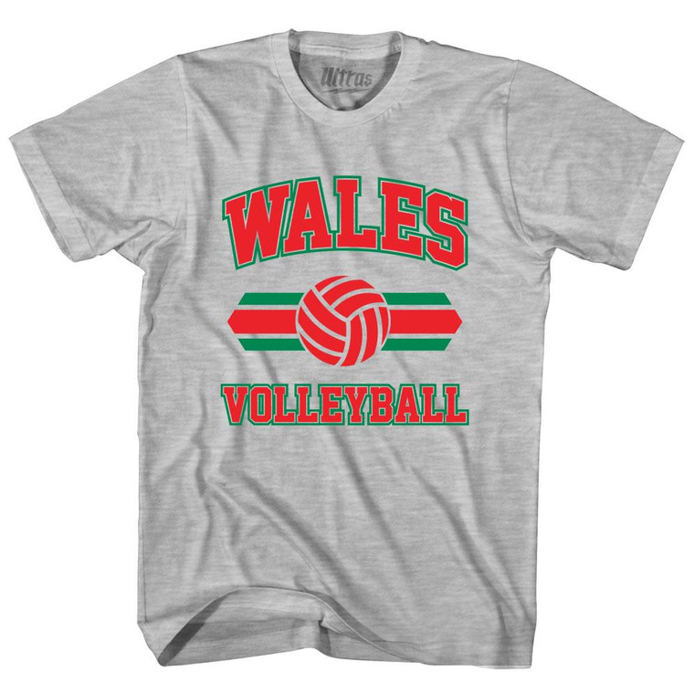 Wales 90's Volleyball Team Cotton Youth T-Shirt - Grey Heather