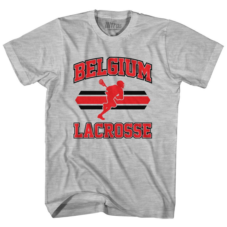 Belgium 90's Lacrosse Team Cotton Adult T-Shirt - Grey Heather