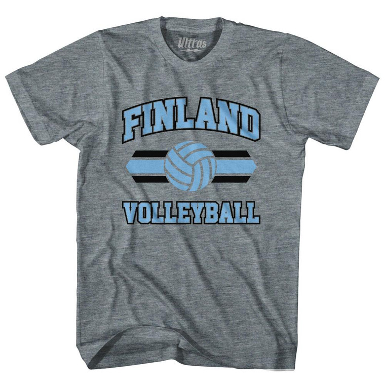Finland 90's Volleyball Team Tri-Blend Adult T-shirt - Athletic Grey