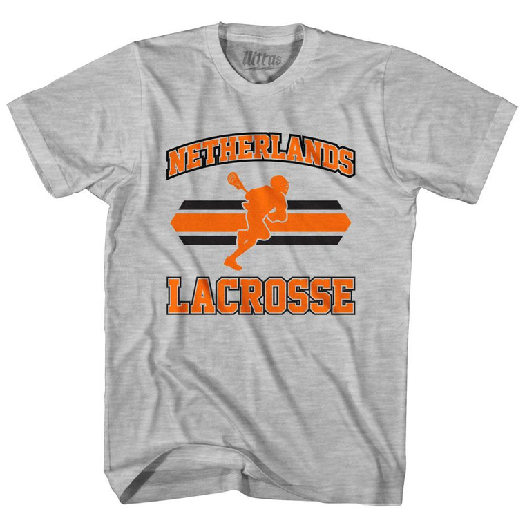 Netherlands 90's Lacrosse Team Cotton Youth T-Shirt - Grey Heather