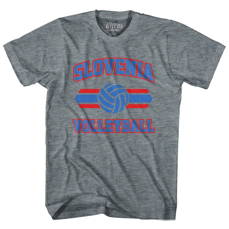 Slovenia 90's Volleyball Team Tri-Blend Adult T-shirt - Athletic Grey