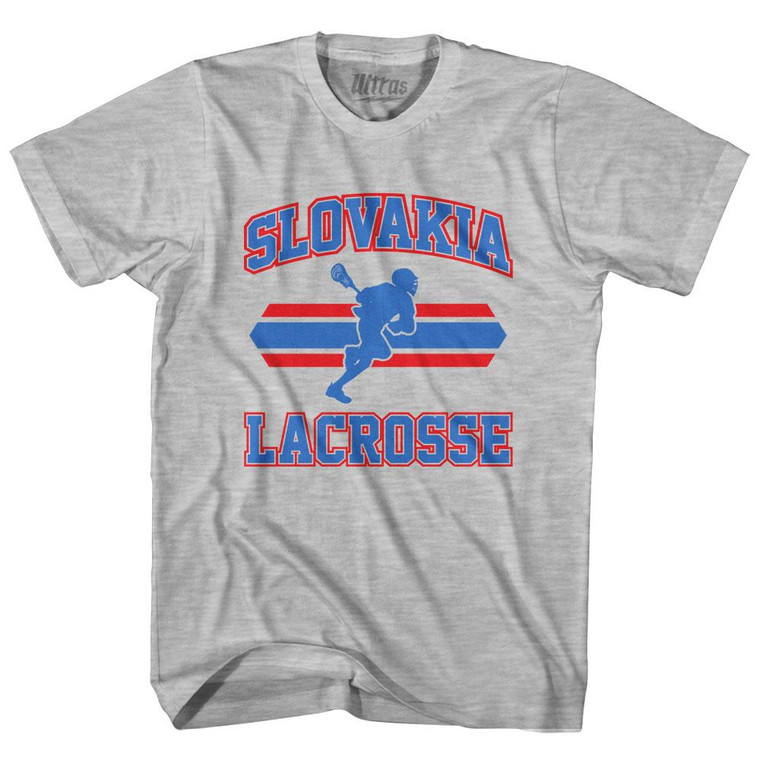 Slovakia 90's Lacrosse Team Cotton Adult T-Shirt - Grey Heather