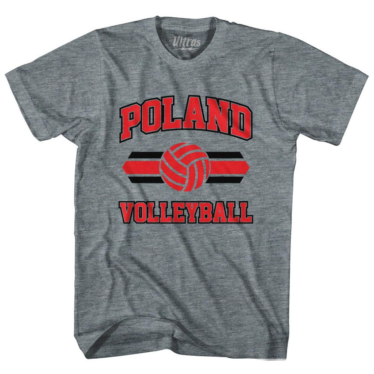 Poland 90's Volleyball Team Tri-Blend Youth T-shirt - Athletic Grey