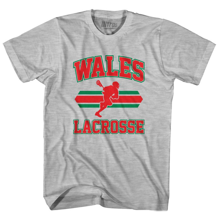Wales 90's Lacrosse Team Cotton Adult T-Shirt - Grey Heather
