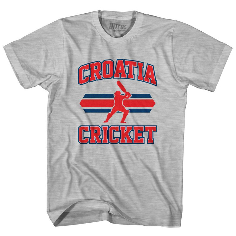 Croatia 90's Cricket Team Cotton Adult T-Shirt - Grey Heather