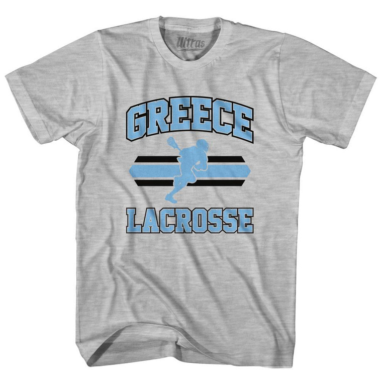 Greece 90's Lacrosse Team Cotton Adult T-Shirt - Grey Heather