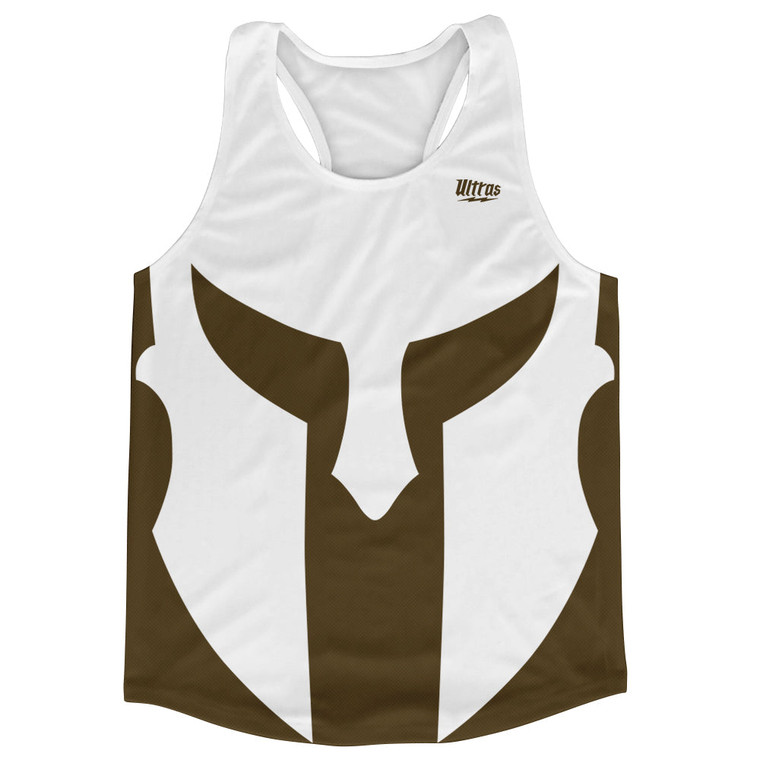 Spartan Running Track Tops Made In USA - White And Brown Dark