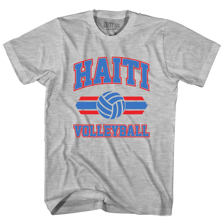 Haiti 90's Volleyball Team Cotton Adult T-Shirt - Grey Heather