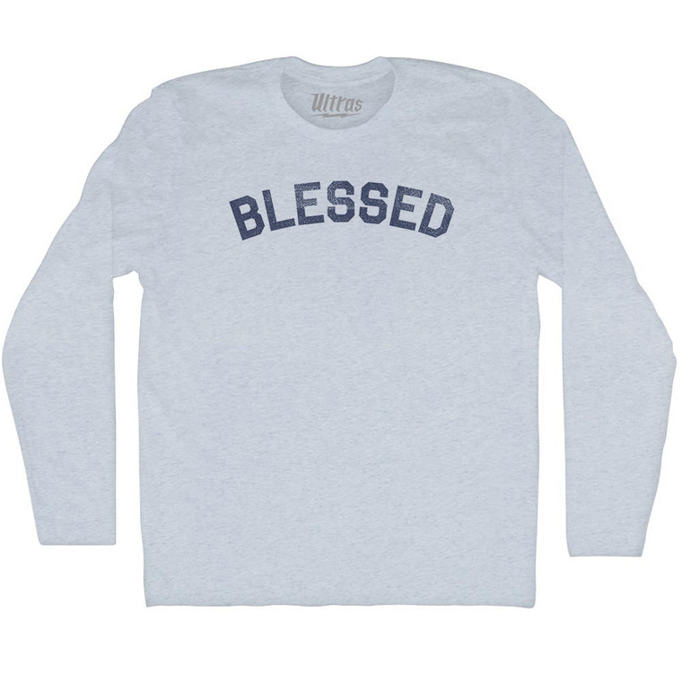 Blessed Adult Tri-Blend Long Sleeve T-shirt - Athletic White