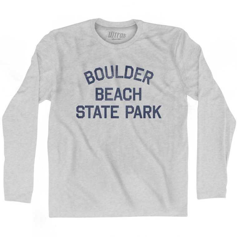 Vermont Boulder Beach State Park Adult Cotton Long Sleeve Vintage T-Shirt - Grey Heather