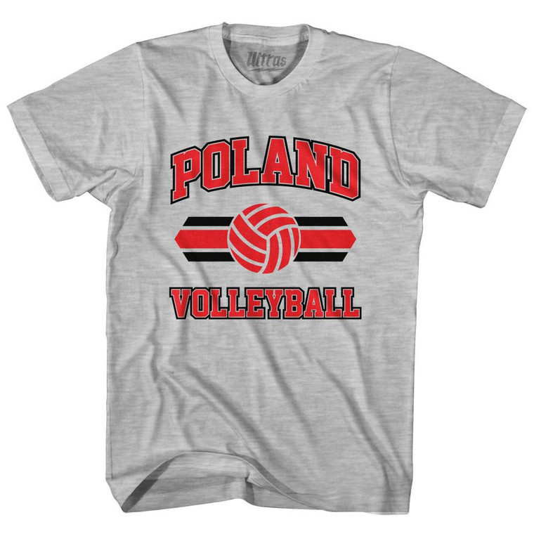 Poland 90's Volleyball Team Cotton Adult T-Shirt - Grey Heather