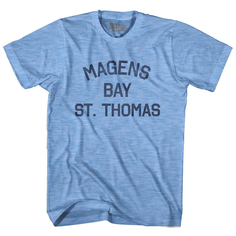 U.S. Virgin Islands Magens Bay, St. Thomas Adult Tri-Blend Vintage T-Shirt - Athletic Blue