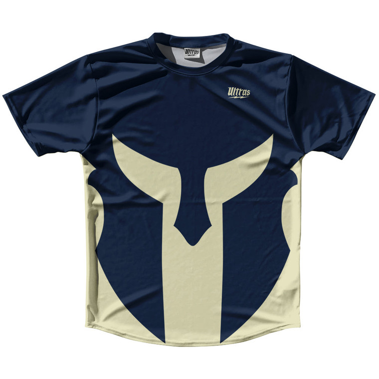 Spartan Running Shirt Track Cross Made In USA - Blue Navy And Vegas Gold