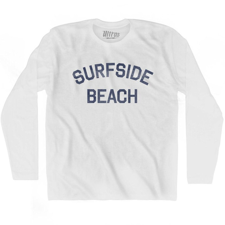 Texas Surfside Beach Adult Cotton Long Sleeve Vintage T-shirt - White