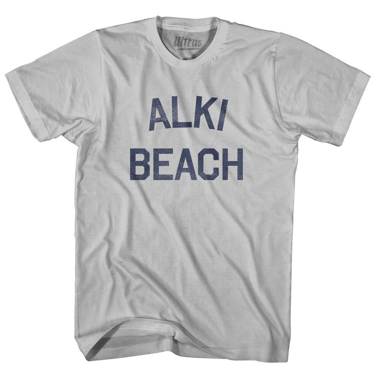 Washington Alki Beach Adult Cotton Vintage T-Shirt - Cool Grey