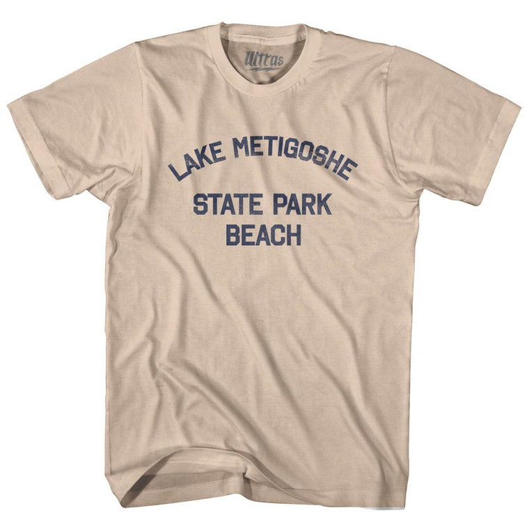 North Dakota Lake Metigoshe State Park beach Adult Cotton Vintage T-Shirt - Creme