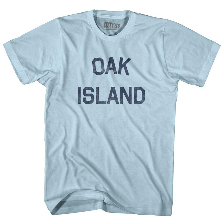 North Carolina Oak Island Adult Cotton Vintage T-Shirt - Light Blue