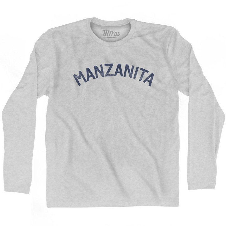 Oregon Manzanita Adult Cotton Long Sleeve Vintage T-Shirt - Grey Heather