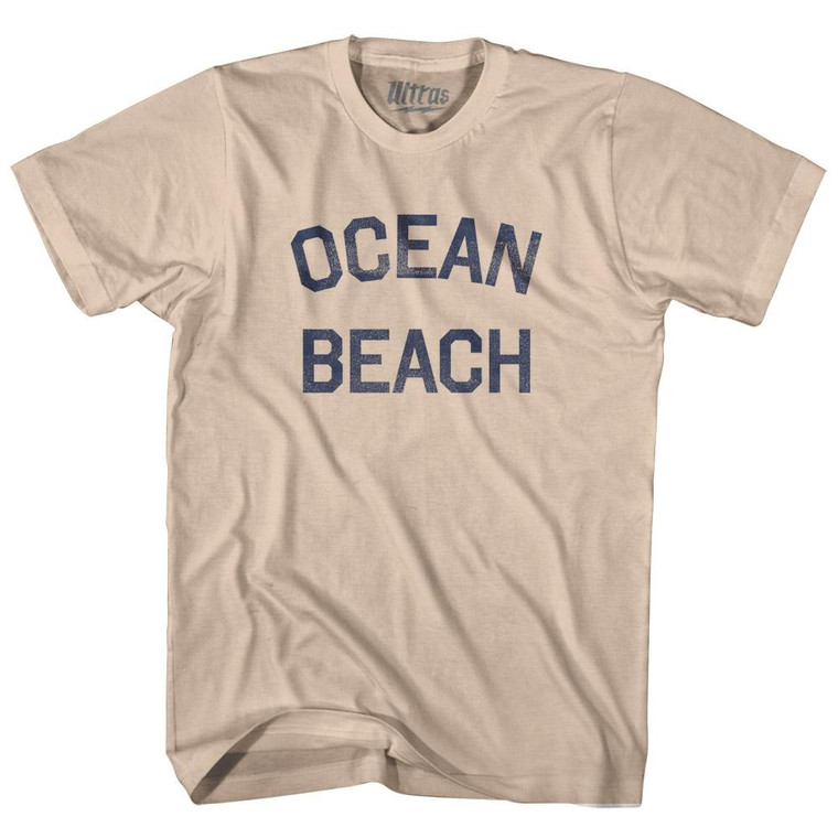 New York Ocean Beach Adult Cotton Vintage T-Shirt - Creme