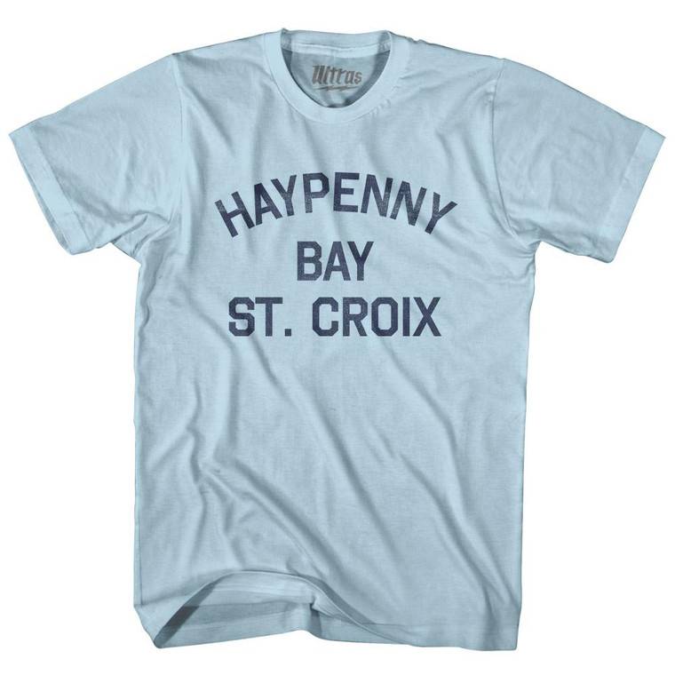 U.S. Virgin Islands Haypenny Bay, St. Croix Adult Cotton Vintage T-Shirt - Light Blue