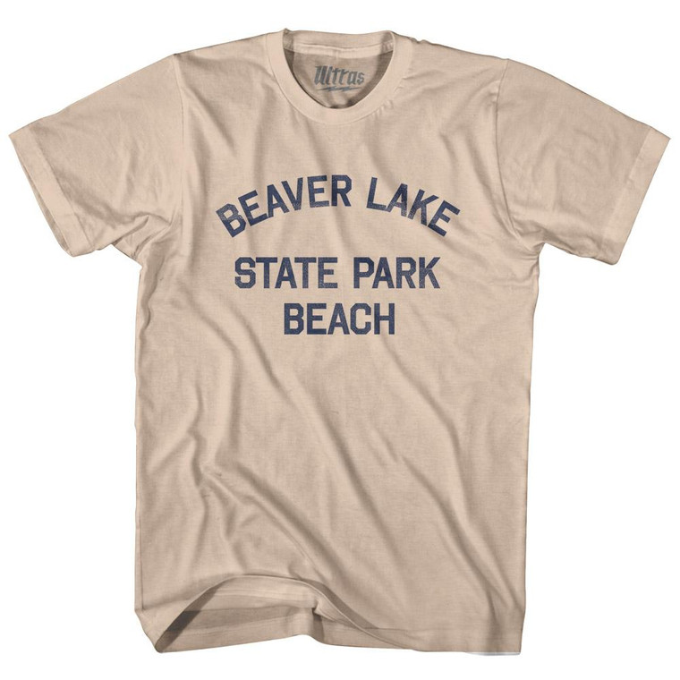 North Dakota Beaver Lake State Park beach Adult Cotton Vintage T-Shirt - Creme